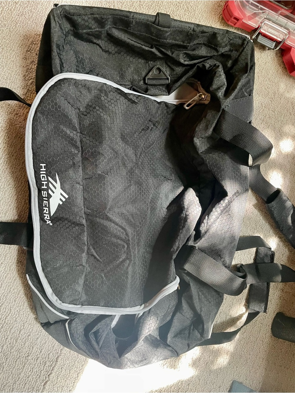 High Sierra Black and Gray Men’s Duffel Bag - Zip Front Pocket